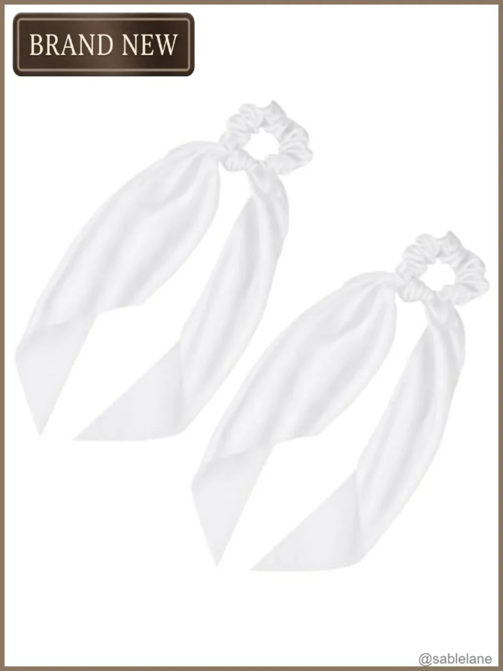 2 Pack Satin Hair Scrunchie Scarf with Tail Bow Elastic Ponytail Holder for